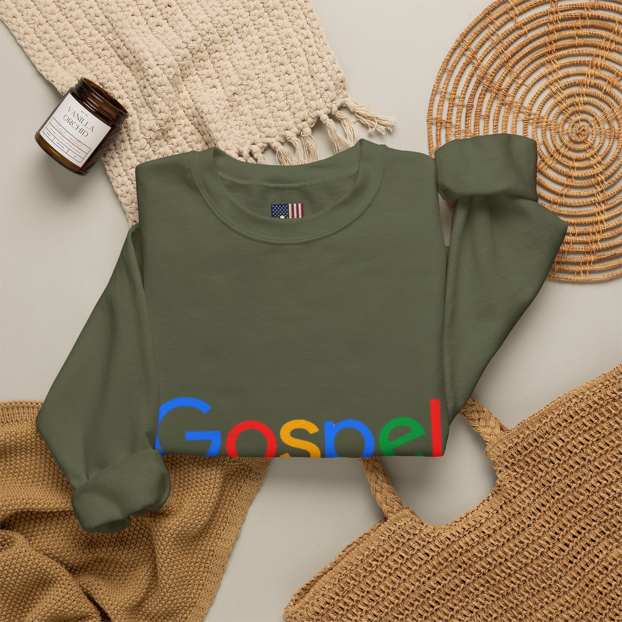 Gospel Graphic Sweatshirt — "Gospel" Colorful Logo Christian Sweatshirt Printify