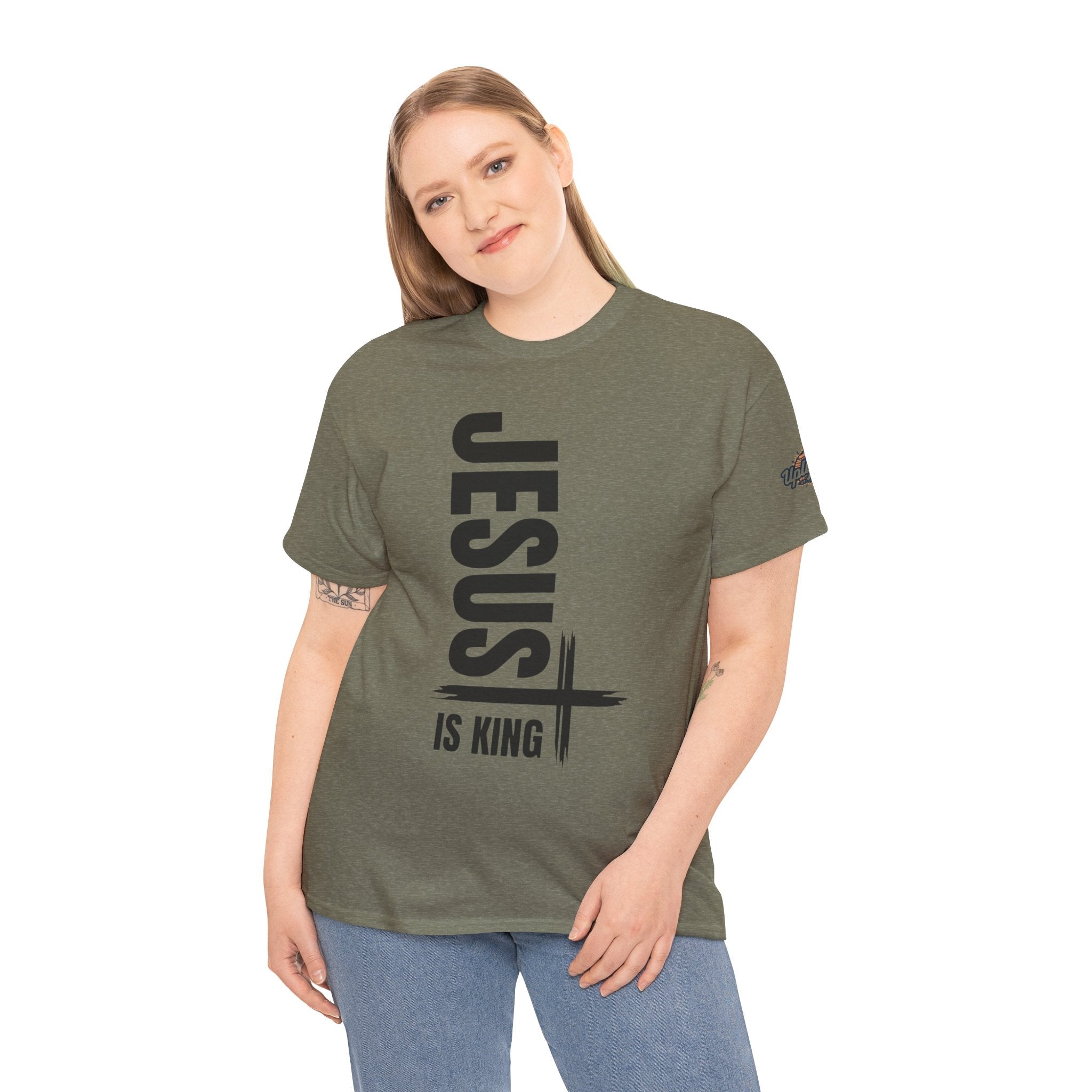Jesus Is King T-shirt | Modern Typographic Cross Christian T-shirt Printify