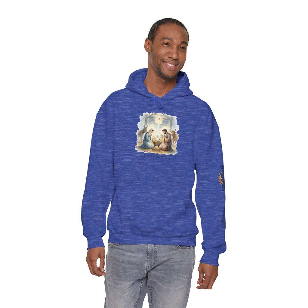 Unto Us a Child is Born Hoodie – Isaiah 9:6 Nativity Manger Scene Christian Christmas Sweatshirt for Holy Night Faith Printify