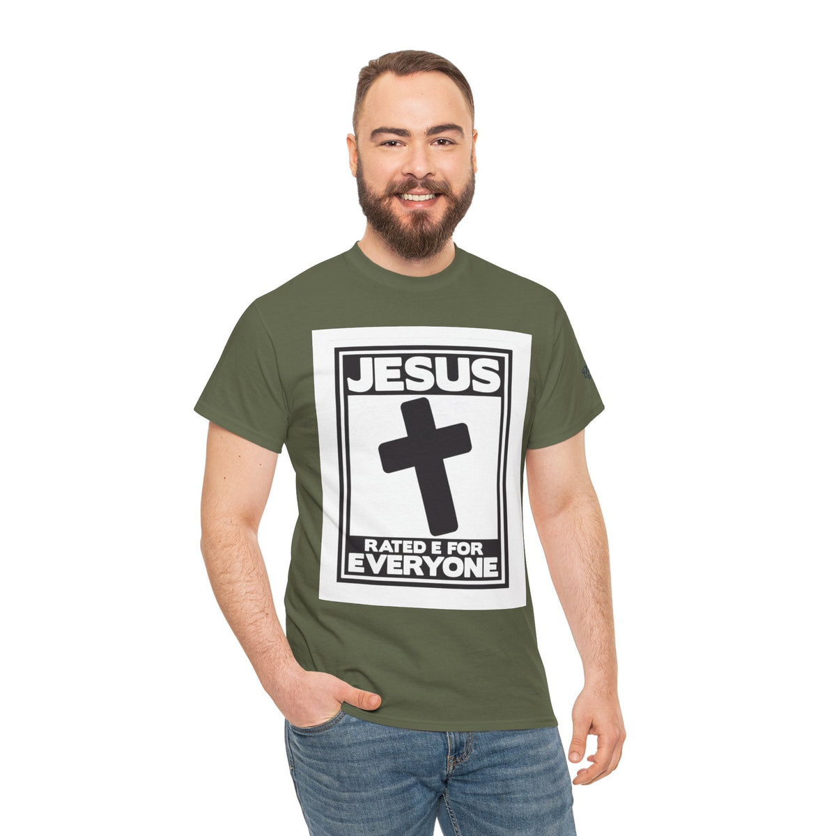 Jesus, Rated E for Everyone T-shirt - Gamer Faith T-shirt - Christian Video Game Parody Printify