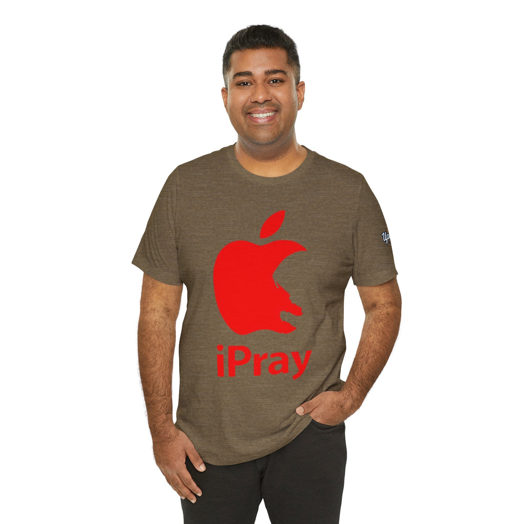 iPray Red Apple Christian T-Shirt — Faith Graphic Tee Printify