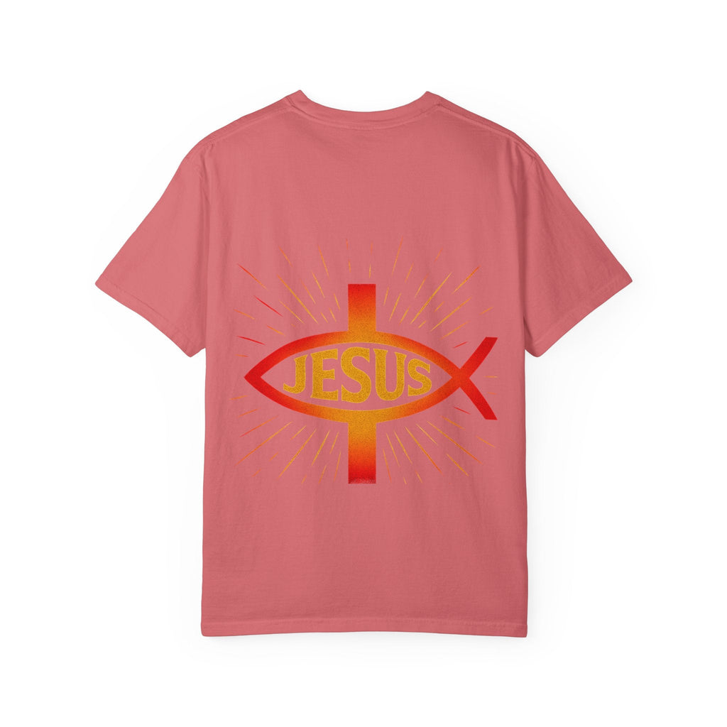 Jesus Ichthys T-shirt – Christian Fish Symbol with Cross & Jesus Inscription T-shirt for Eternal Faith & Streetwear Printify
