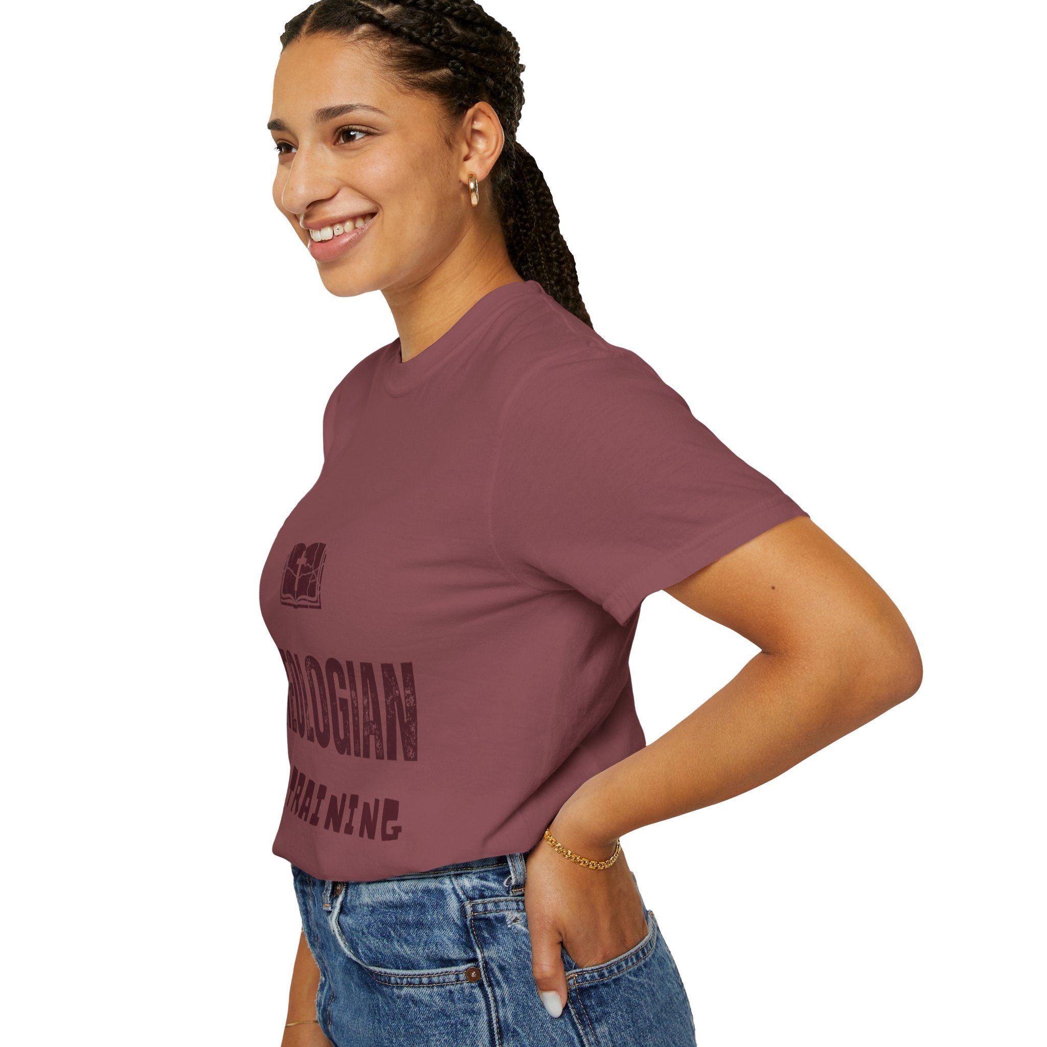 Theologian in Training T-Shirt – Open Bible & Cross Christian Tee for Faithful Learners Printify