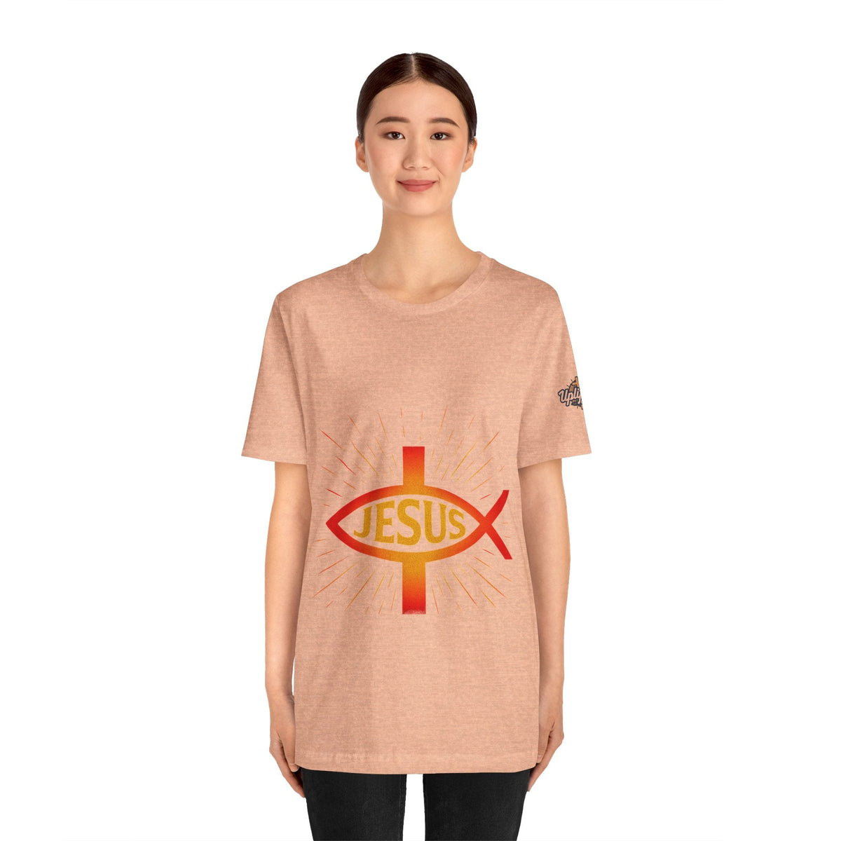 Jesus Ichthys T-shirt – Christian Fish Symbol with Cross & Jesus Inscription T-shirt for Eternal Faith & Streetwear Printify