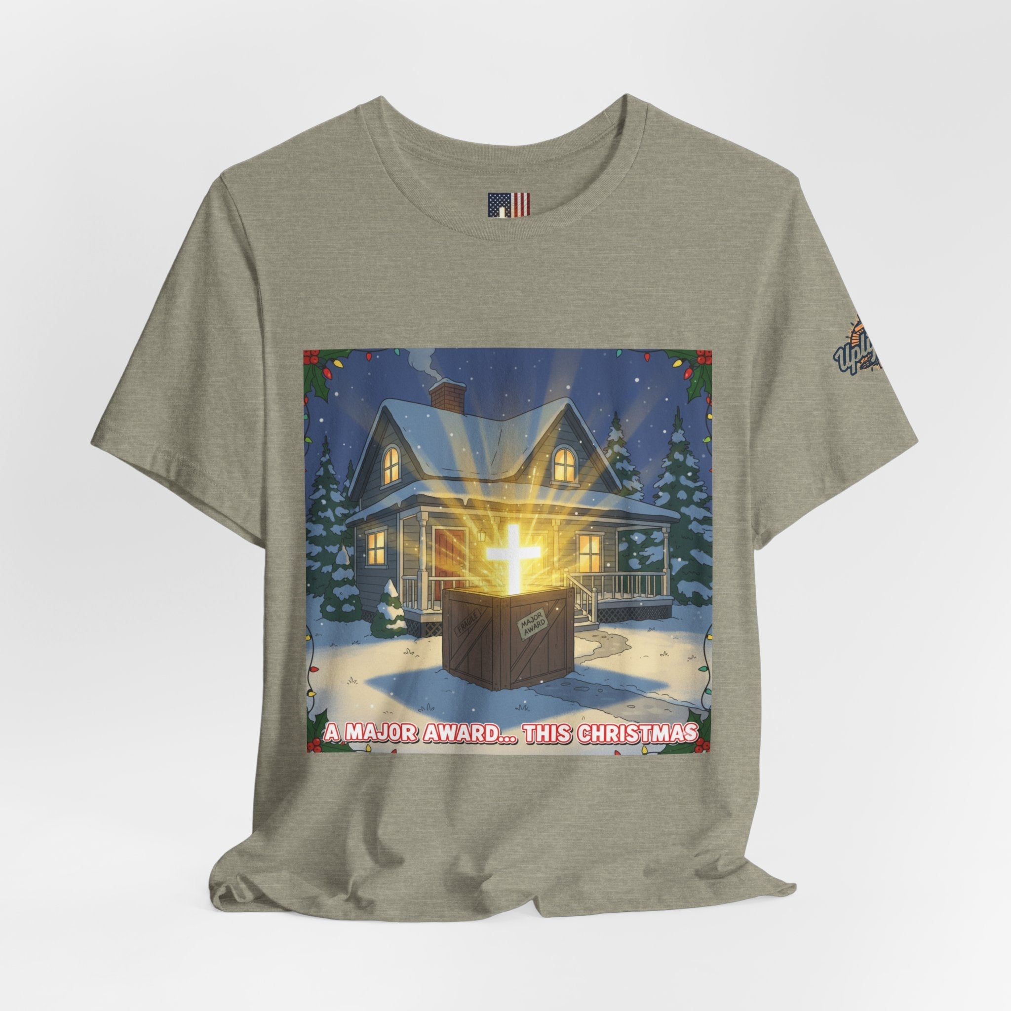 A Major Award This Christmas T-shirt – Fragile Leg Lamp Parody Cross Unboxing Christian T-shirt for Hilarious Faith & Holiday Glow Printify