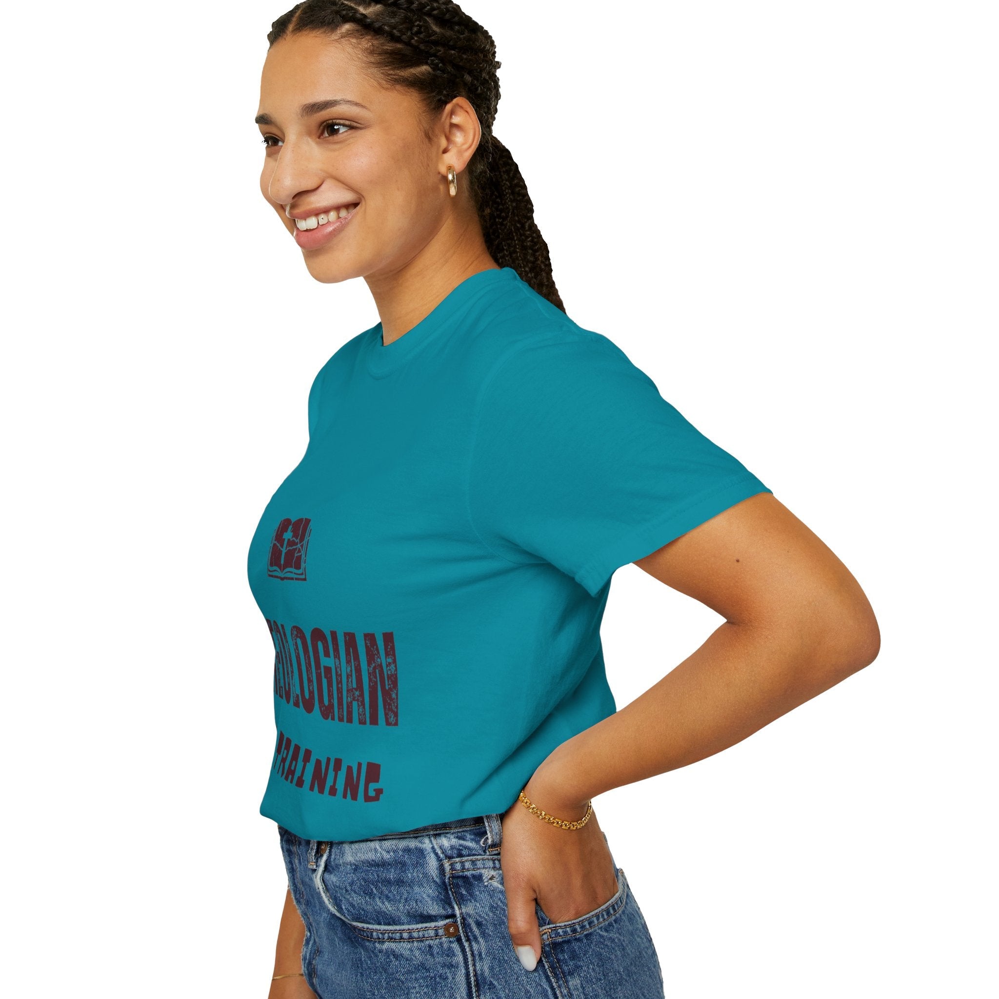 Theologian in Training T-Shirt – Open Bible & Cross Christian Tee for Faithful Learners Printify
