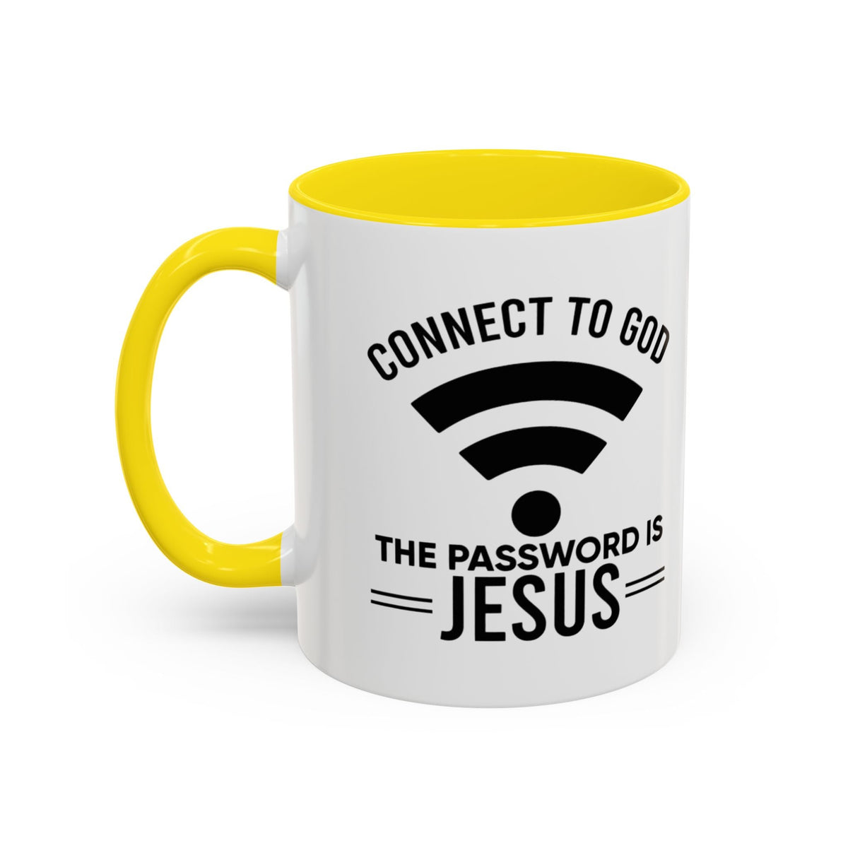 Connect to God Coffee Mug — "WIFI Password is Jesus" Funny Christian Faith Mug Printify