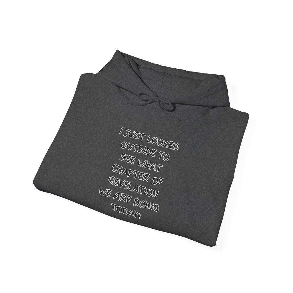 What Chapter of Revelation Hoodie – I Looked Outside My Window Christian Sweatshirt for End Times Humor & Faith Printify