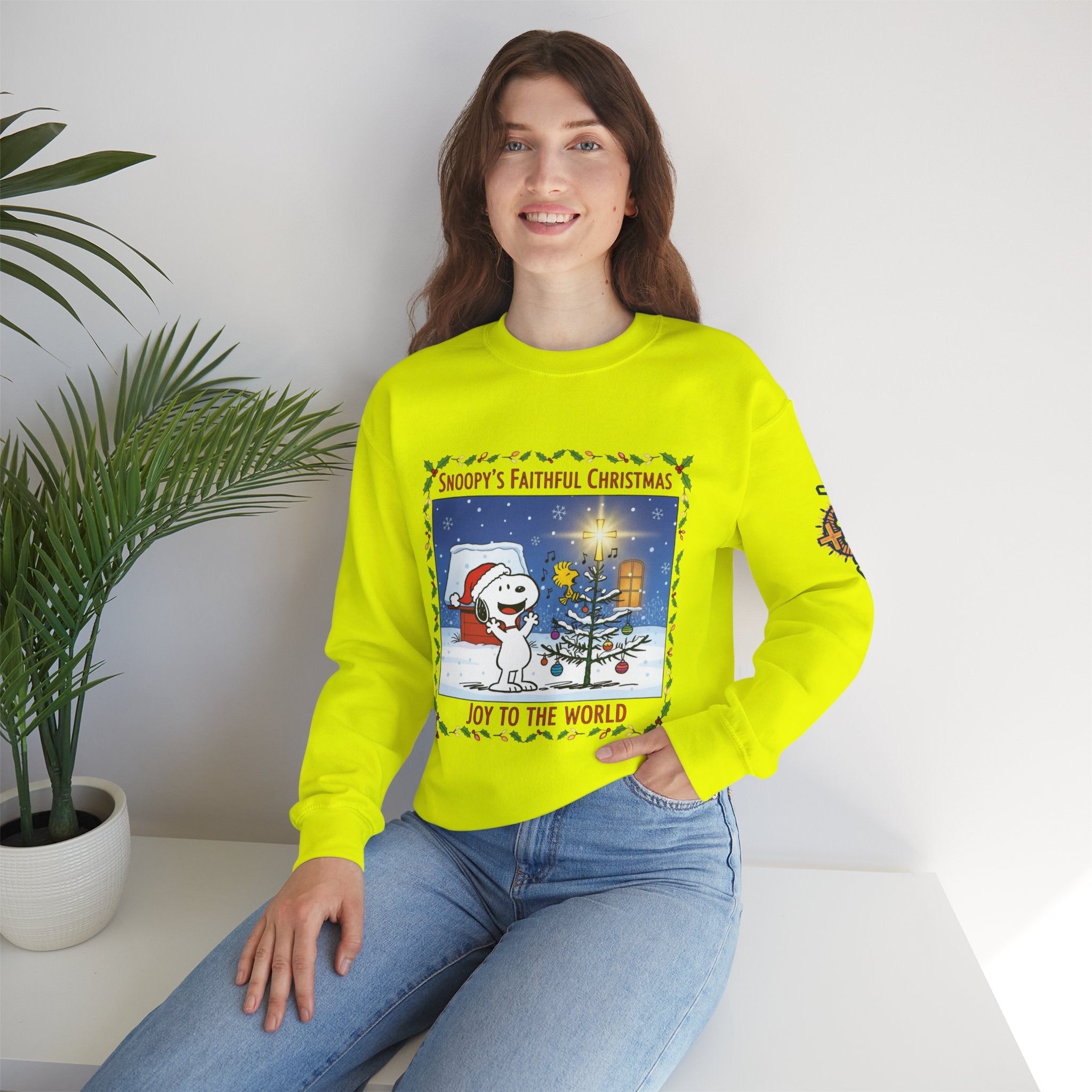 🎄 Faithful Christmas Friends – Christian Holiday Sweatshirt | Festive Tree & Cartoon Duo | Heartwarming Christmas Tee by Uplifted Gear Printify