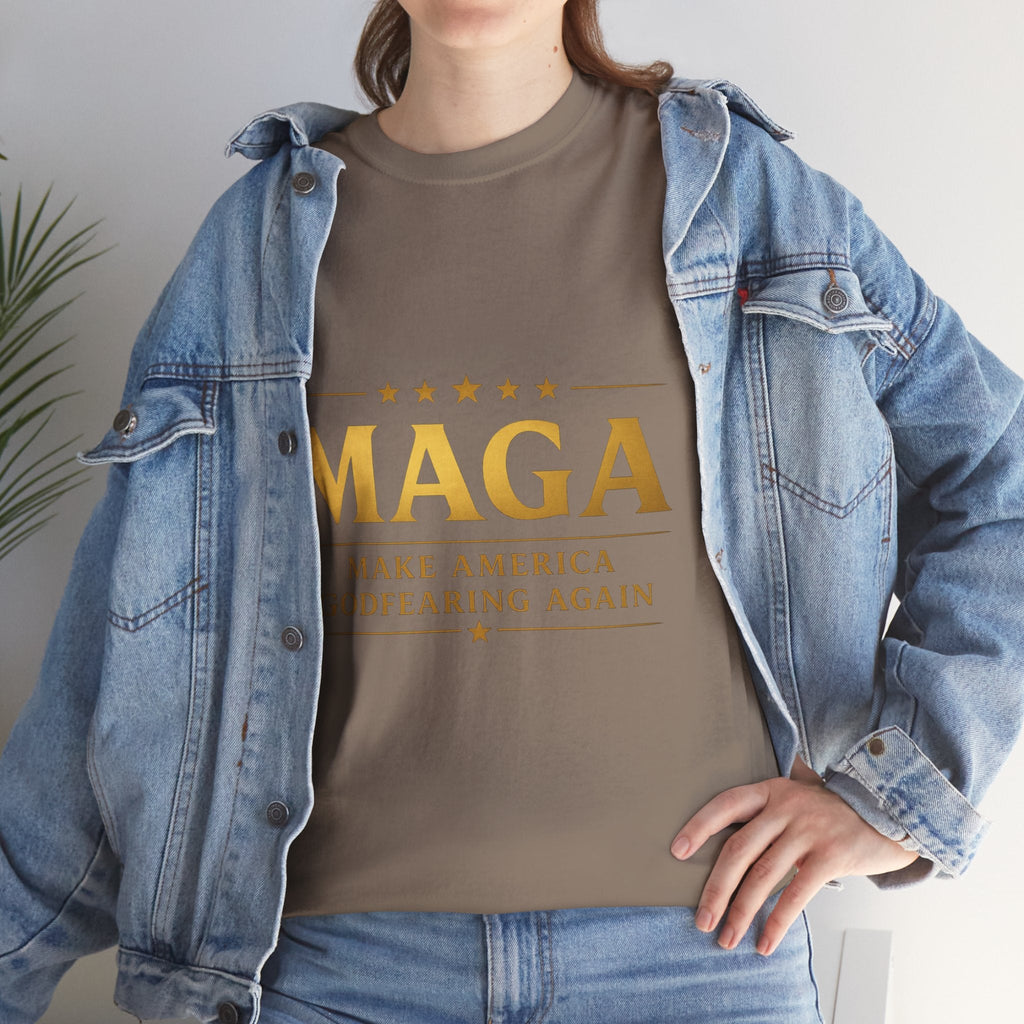 MAGA Gold Letter T-Shirt — "Make America Great Again" Printify
