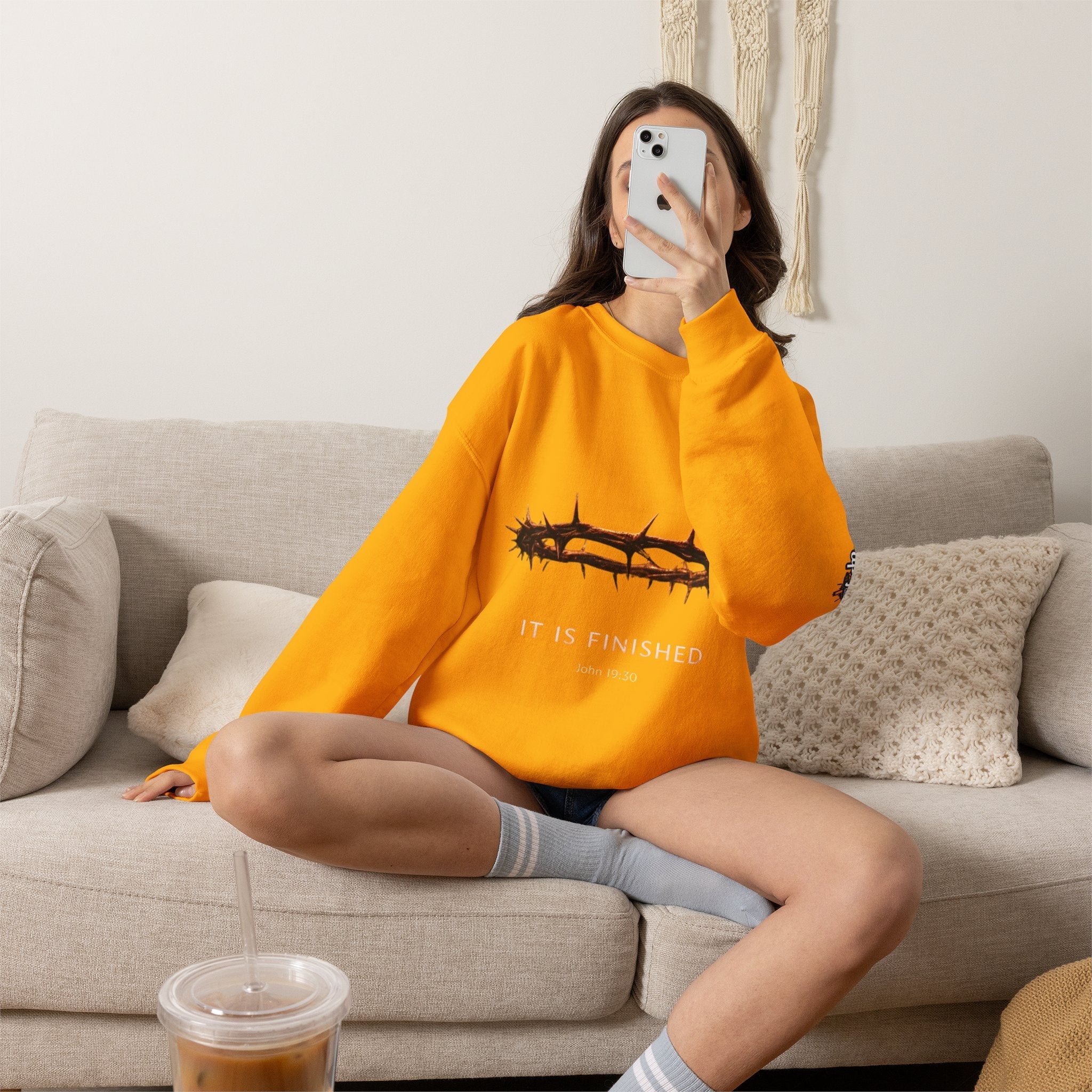 It Is Finished Crown of Thorns Sweatshirt — Christian John 19:30 Faith Sweatshirt Printify