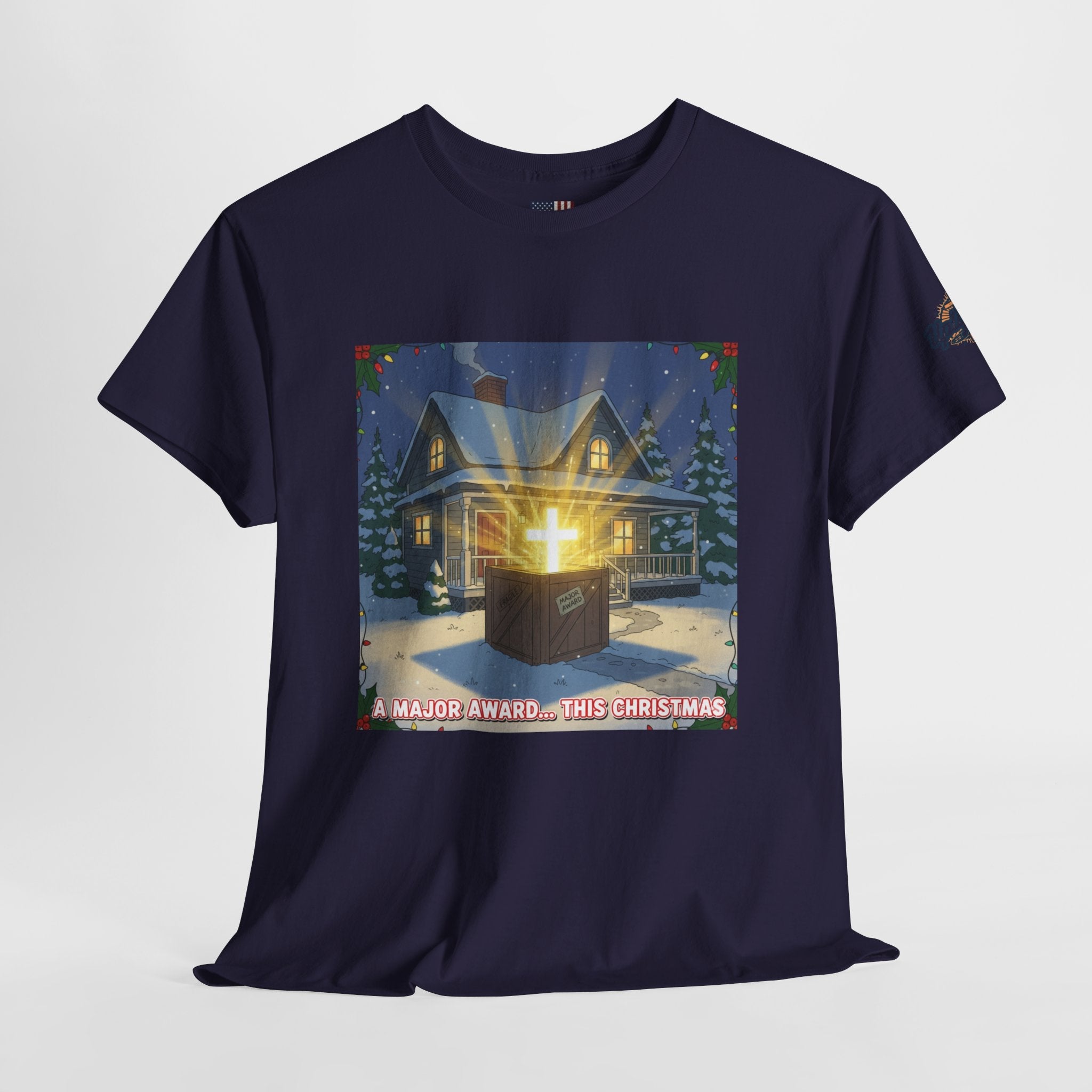 A Major Award This Christmas T-shirt – Fragile Leg Lamp Parody Cross Unboxing Christian T-shirt for Hilarious Faith & Holiday Glow Printify