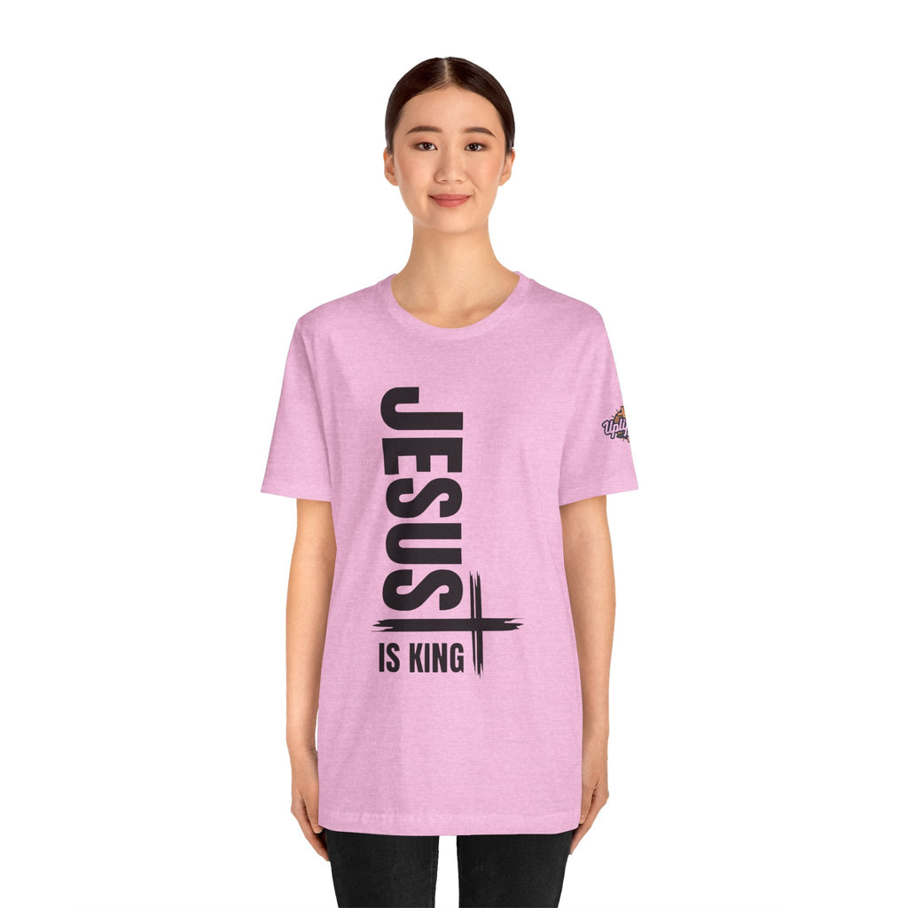 Jesus Is King T-shirt | Modern Typographic Cross Christian T-shirt Printify