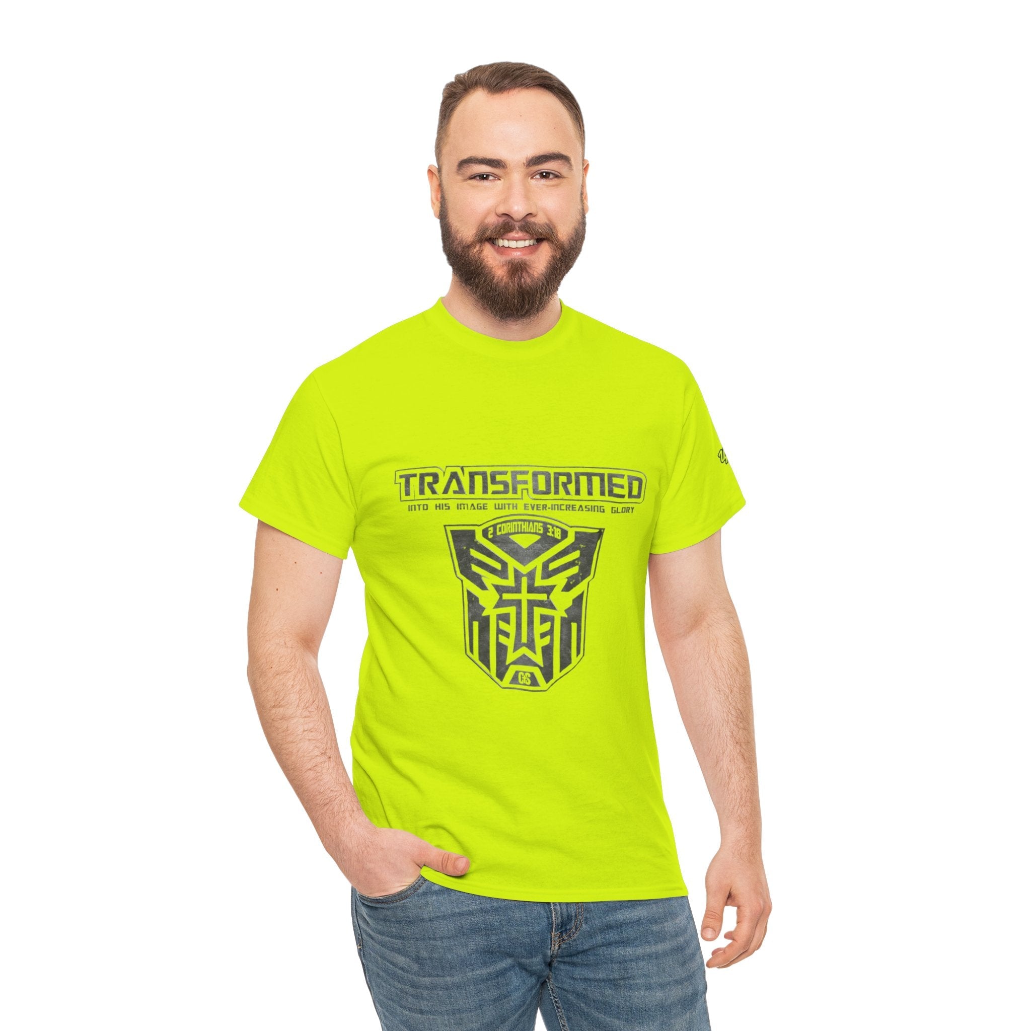 Transformer Logo Christian T-shirt | 2 Corinthians 3:18 Bible Verse T-shirt Printify