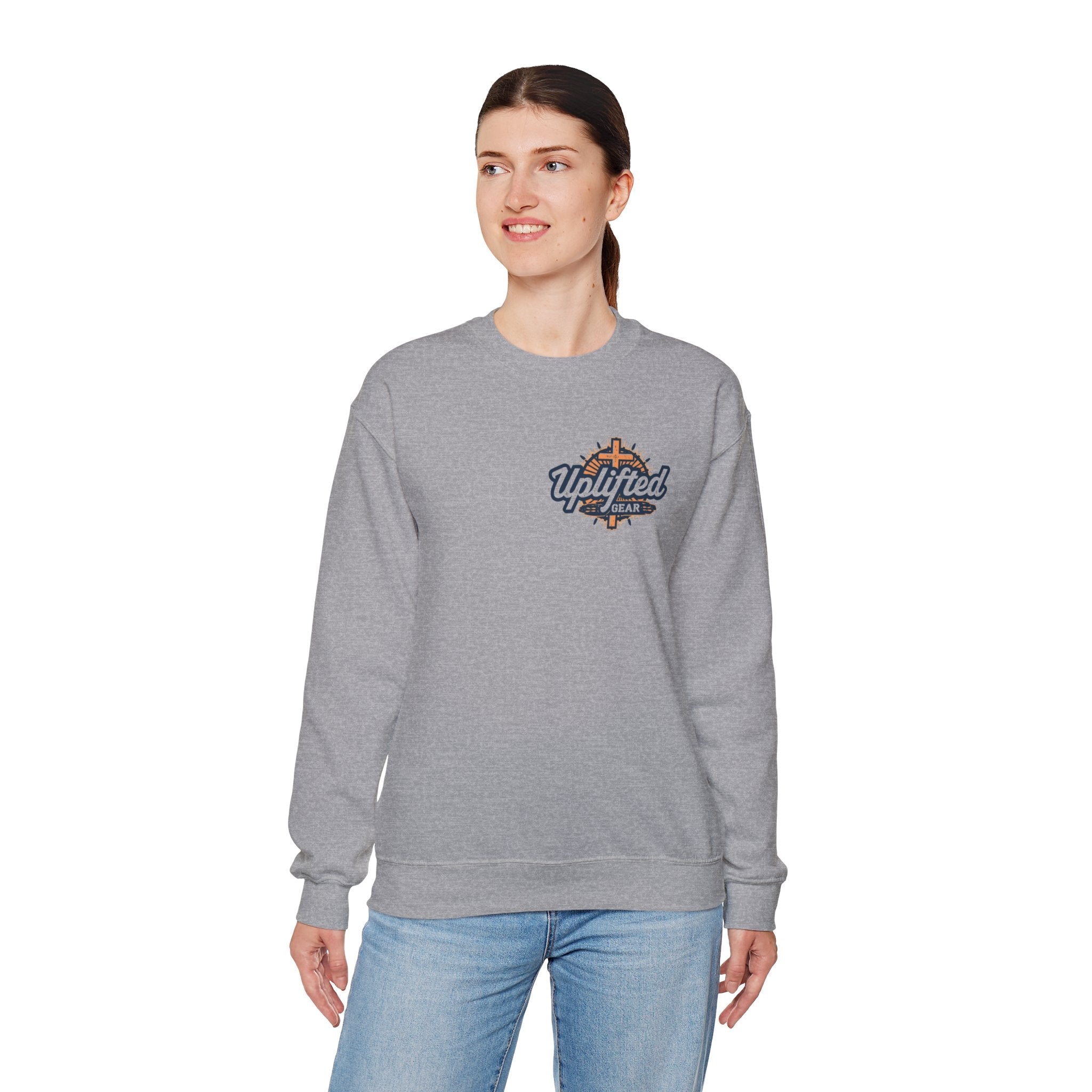 ✨ Chosen. Loved. Redeemed. – Elegant Christian Sweatshirt | Gold Foil Faith Tee | Subtle Cross & Heart Design | Inspirational Bible Verse Apparel by Uplifted Gear Printify