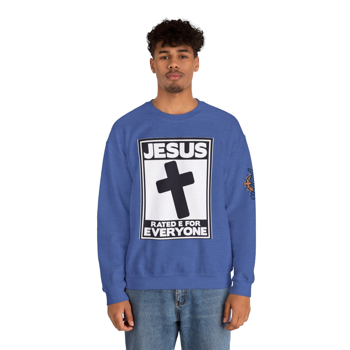 Jesus, Rated E for Everyone Sweatshirt - Gamer Faith Sweatshirt - Christian Video Game Parody Printify