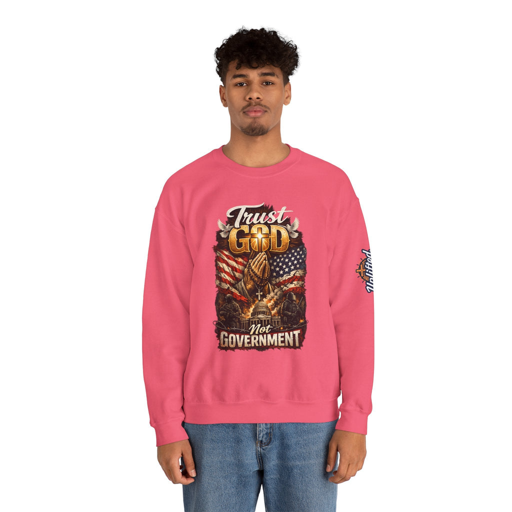 Trust God Not Government Sweatshirt — Vintage Patriotic Christian Sweatshirt Printify