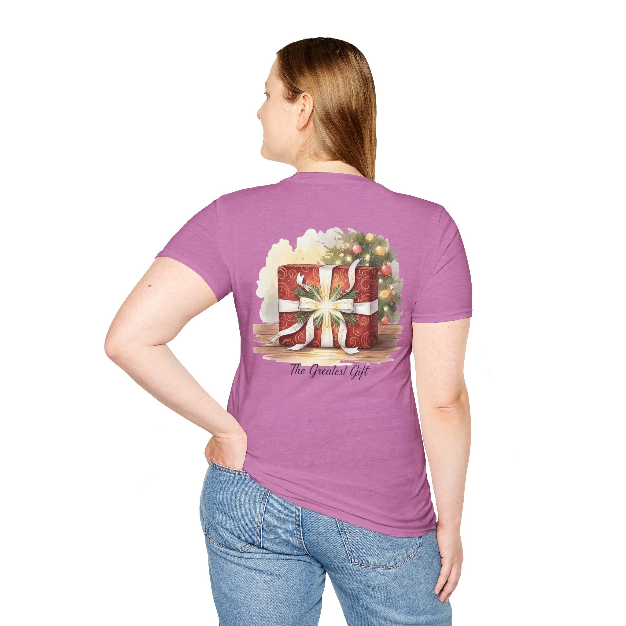 The Greatest Gift T-shirt – Cross Bow Present Christian T-shirt for Christmas Salvation & Eternal Faith Printify