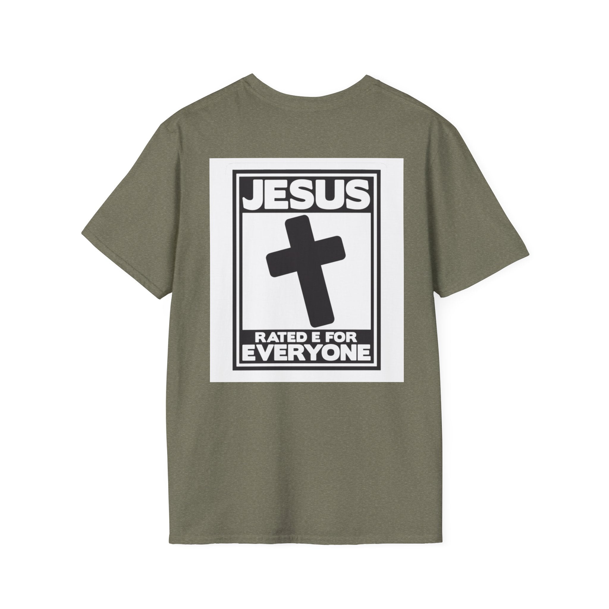 Jesus, Rated E for Everyone T-shirt - Gamer Faith T-shirt - Christian Video Game Parody Printify