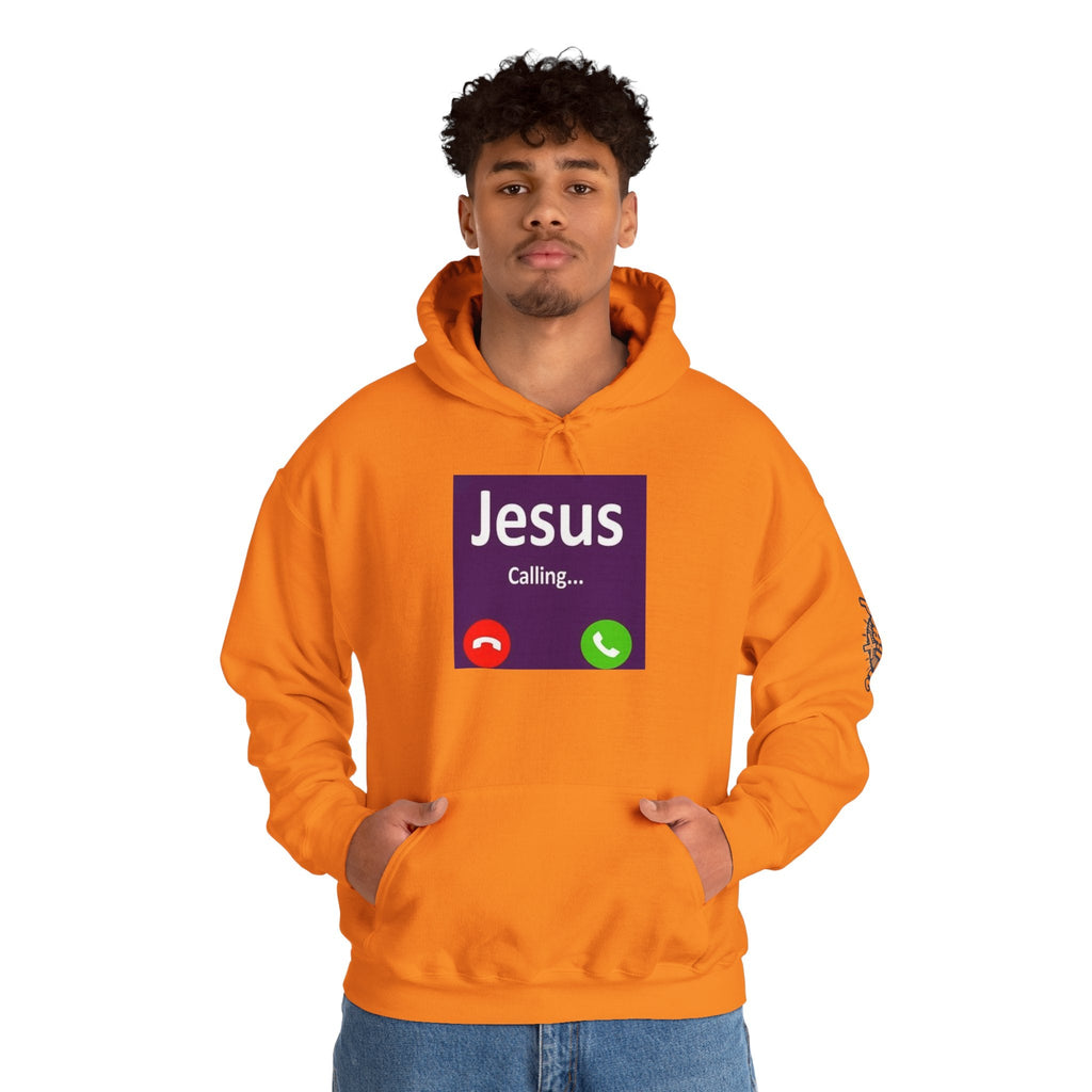 Jesus Calling Hoodie – Funny Cell Phone Screen Christian Sweatshirt for Divine Connection & Faith Humor Printify