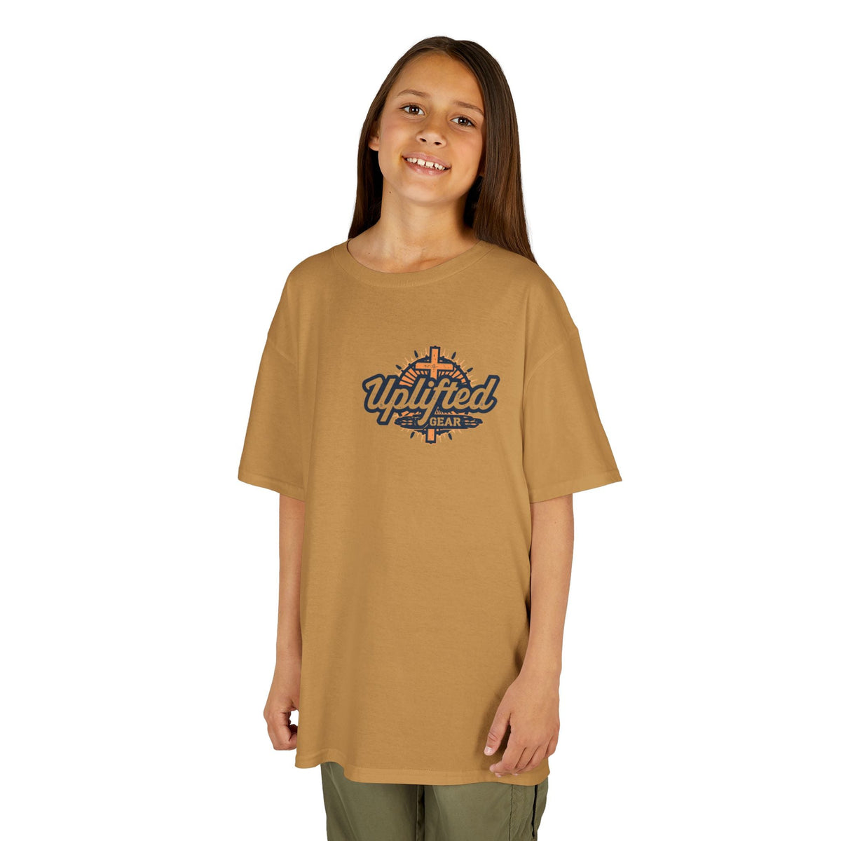 ✨ Chosen. Loved. Redeemed. – Elegant Christian Kids T-Shirt | Gold Foil Faith Tee | Subtle Cross & Heart Design | Inspirational Bible Verse Apparel by Uplifted Gear Printify