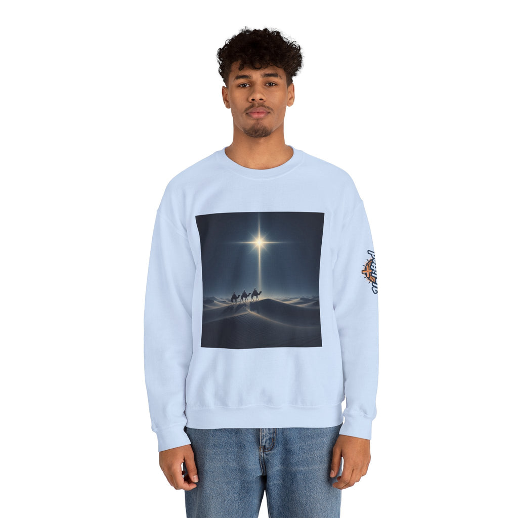 3 Wise Men Sweatshirt – Magi Camels Nativity Journey Christian Christmas Sweatshirt for Epiphany Faith & Holy Night Printify