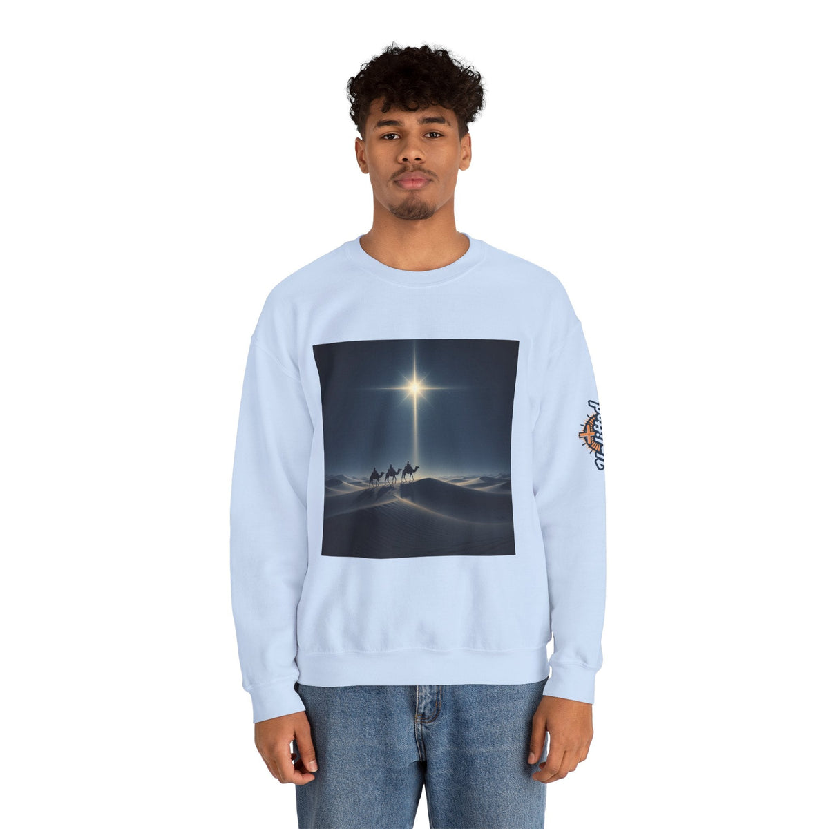 3 Wise Men Sweatshirt – Magi Camels Nativity Journey Christian Christmas Sweatshirt for Epiphany Faith & Holy Night Printify