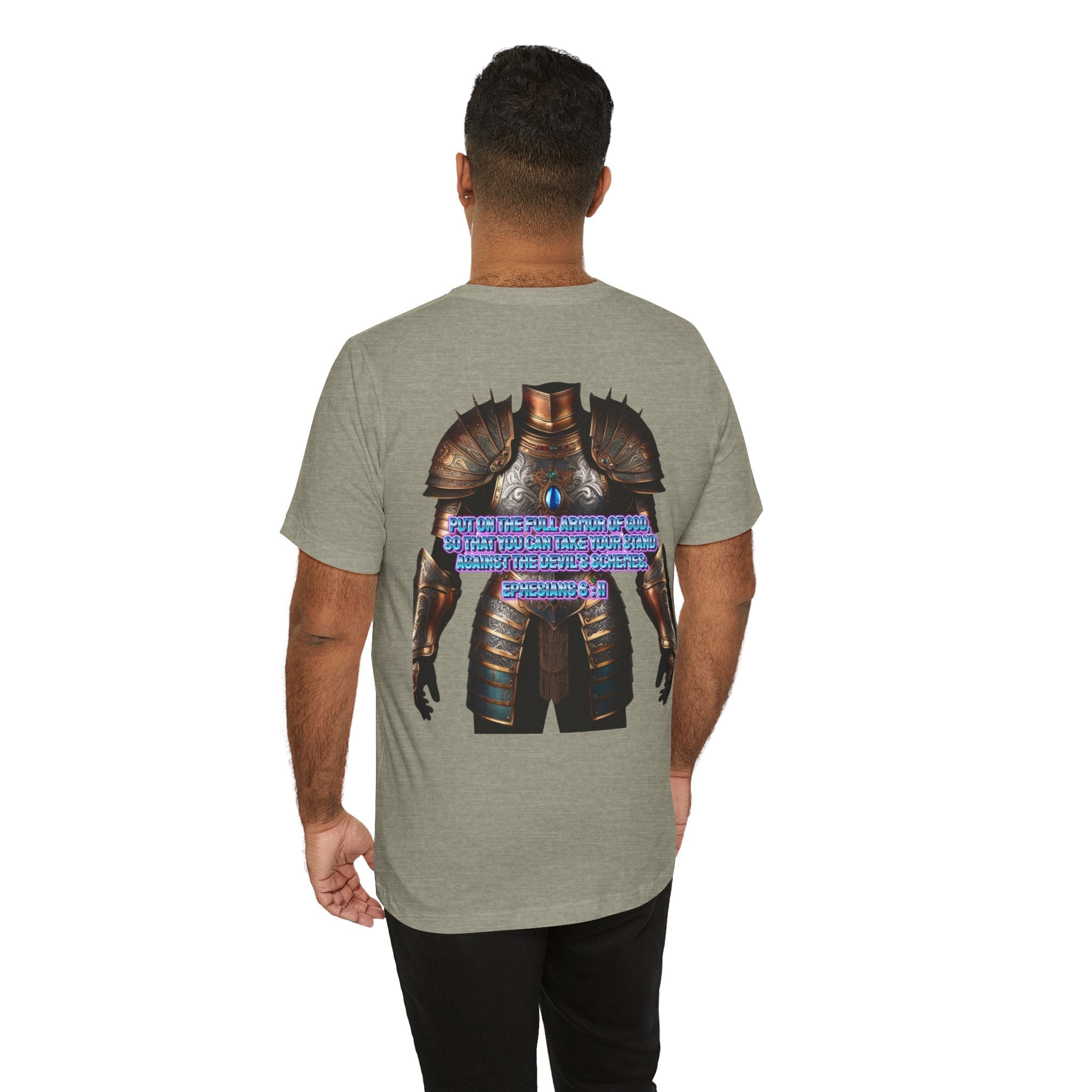 Religious Graphic Tee with Armor Of God Design Unisex Jersey Short Sleeve Tee Printify