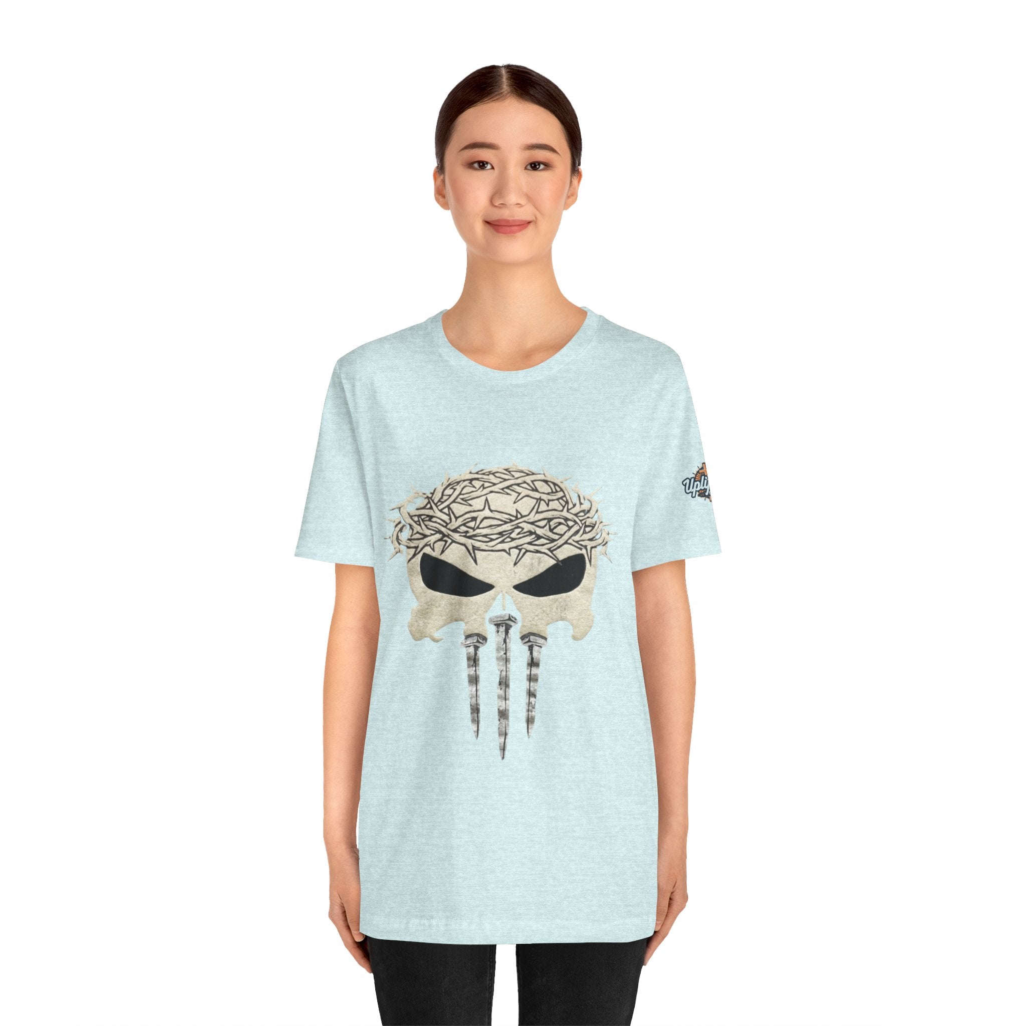 Christian Skull T-shirt - Crown of Thorns & Nails - Warrior Faith T-shirt Printify