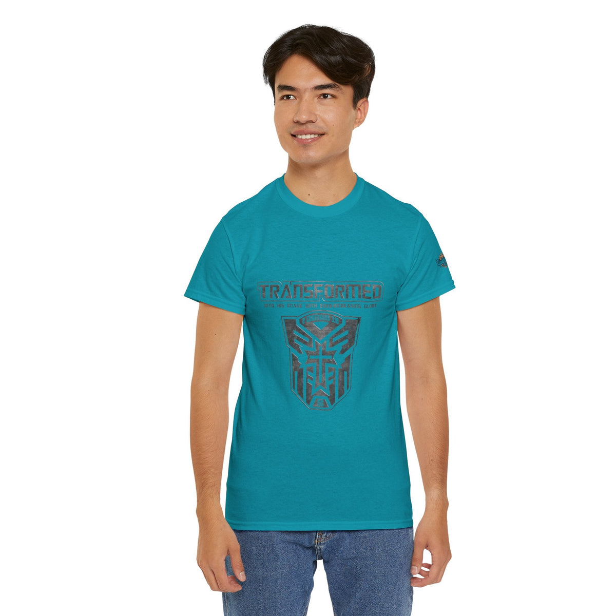 Transformer Logo Christian T-shirt | 2 Corinthians 3:18 Bible Verse T-shirt Printify