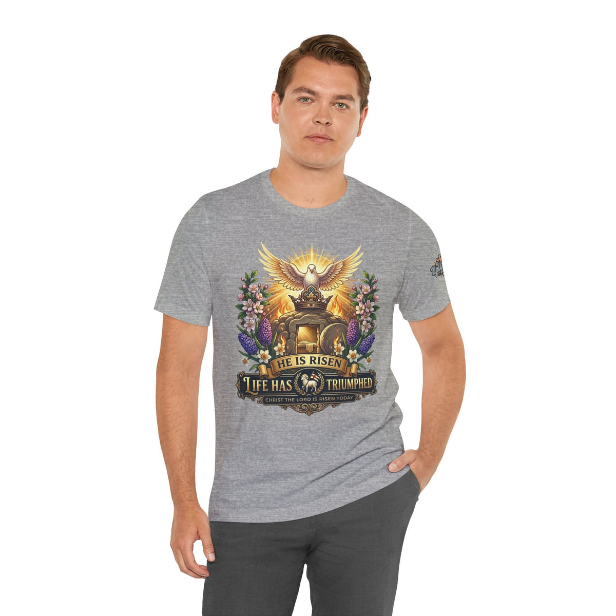 He Is Risen "Life Has Triumphed" T-Shirt — Easter Resurrection Christian Tee Printify