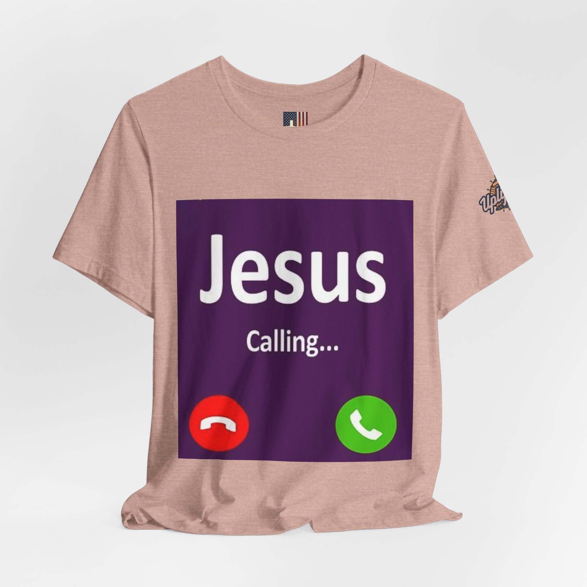 Jesus Calling T-shirt – Funny Cell Phone Screen Christian T-shirt for Divine Connection & Faith Humor Printify