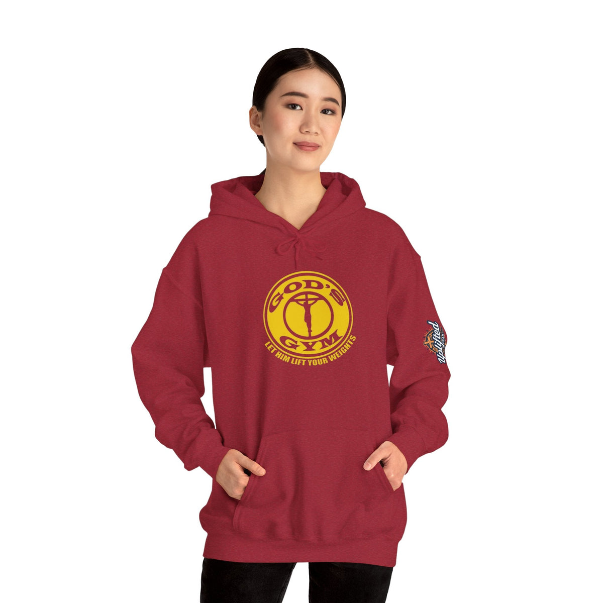 God's Gym Hoodie — "Let Him Lift Your Weights" Christian Fitness Hoodie Printify