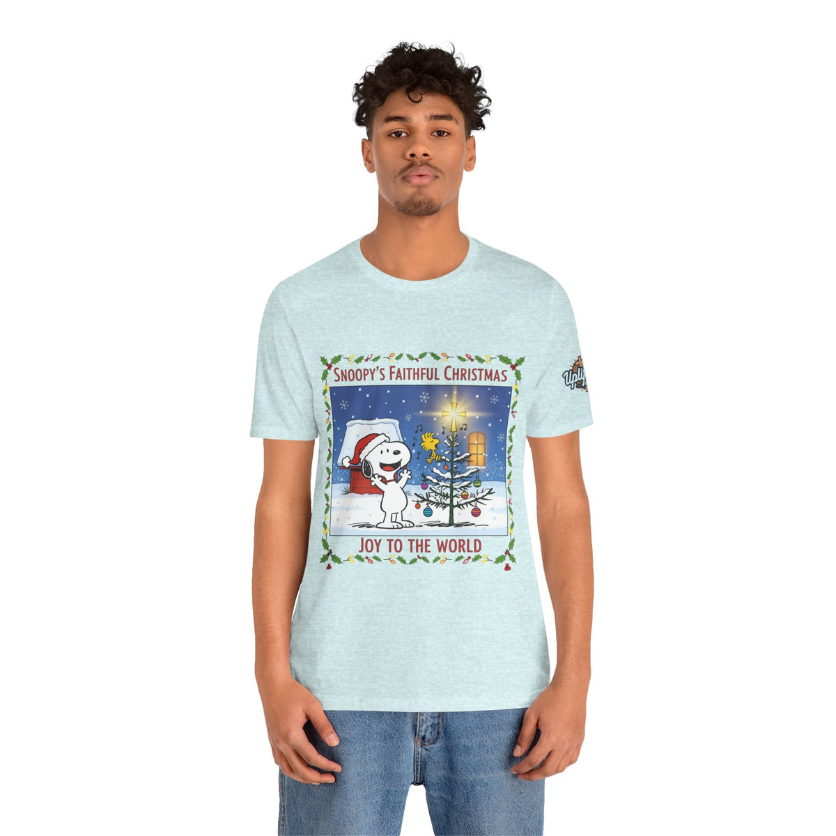 🎄 Faithful Christmas Friends – Christian Holiday T-Shirt | Festive Tree & Cartoon Duo | Heartwarming Christmas Tee by Uplifted Gear Printify