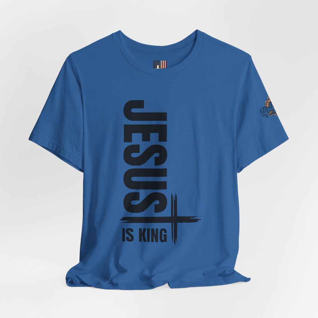 Jesus Is King T-shirt | Modern Typographic Cross Christian T-shirt Printify