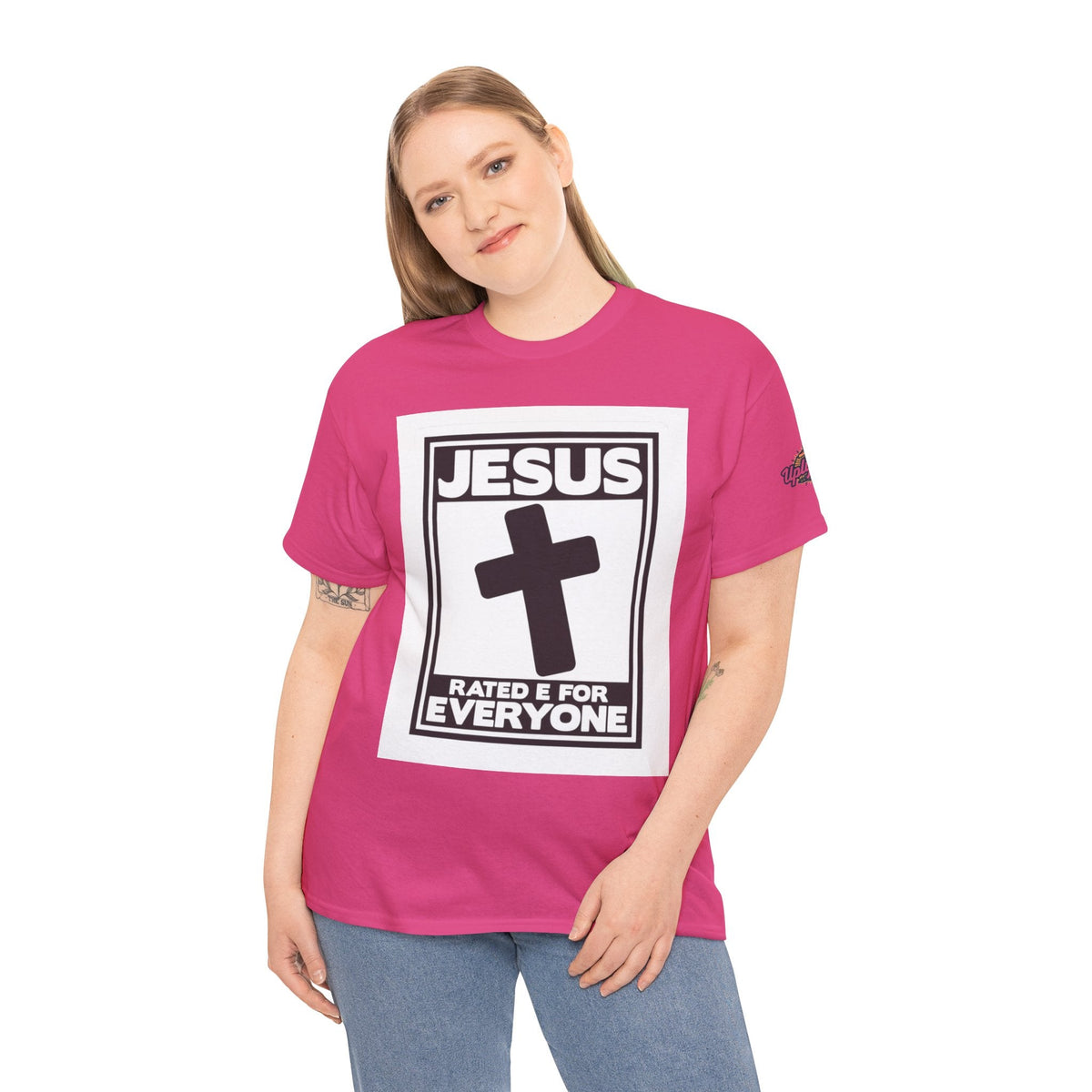 Jesus, Rated E for Everyone T-shirt - Gamer Faith T-shirt - Christian Video Game Parody Printify