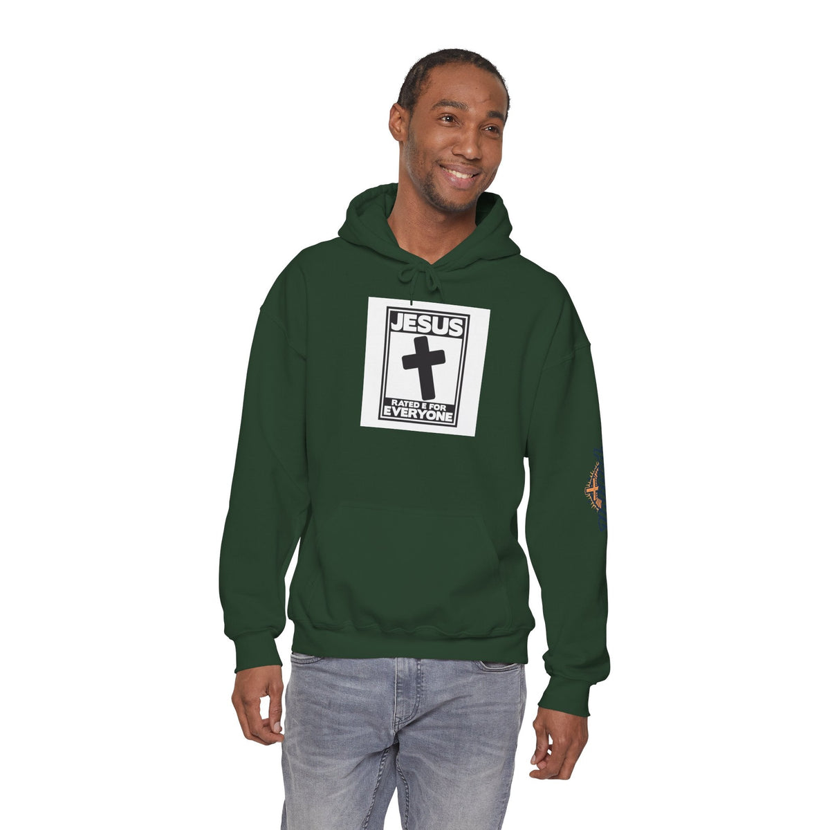 Jesus, Rated E for Everyone Hoodie - Gamer Faith Hoodie - Christian Video Game Parody Printify