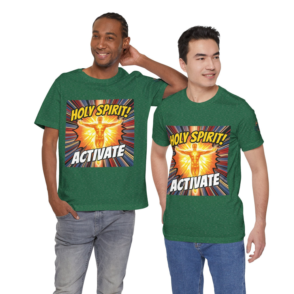 Holy Spirit Activate T-shirt – Superhero Christian T-shirt with Vibrant Power-Up Design for Faith-Fueled Boldness Printify