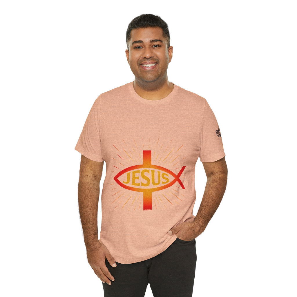 Jesus Ichthys T-shirt – Christian Fish Symbol with Cross & Jesus Inscription T-shirt for Eternal Faith & Streetwear Printify