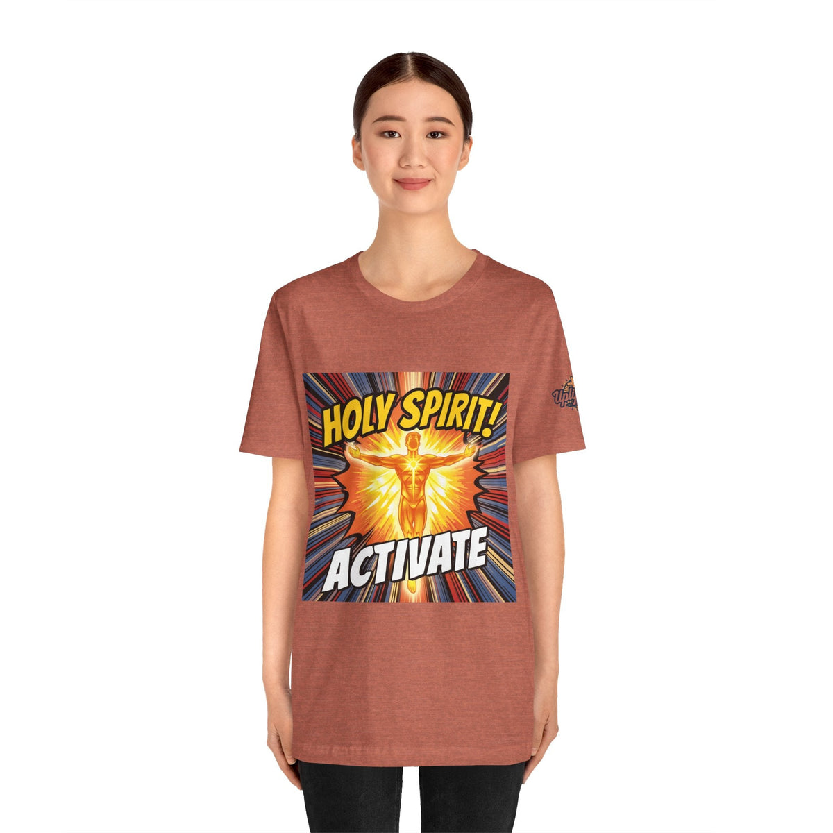 Holy Spirit Activate T-shirt – Superhero Christian T-shirt with Vibrant Power-Up Design for Faith-Fueled Boldness Printify
