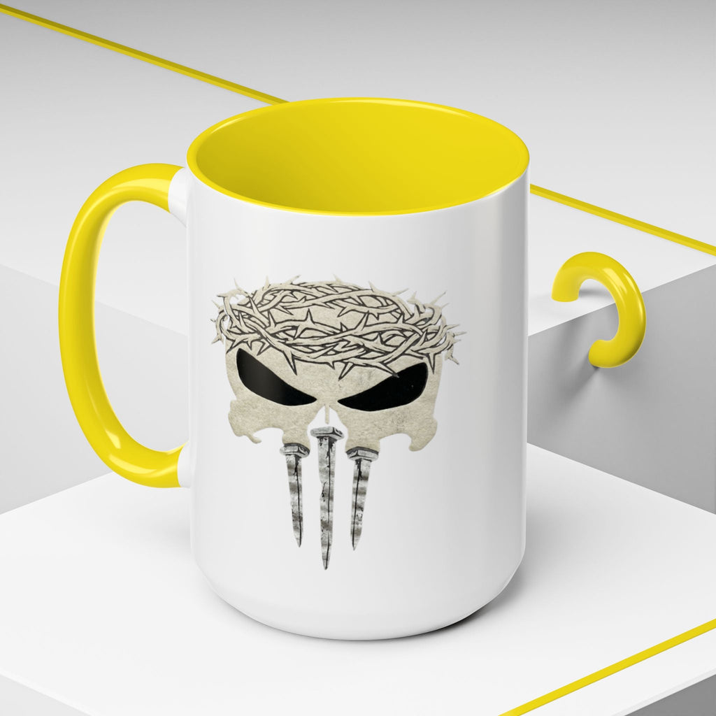 Christian Skull Coffee Mug — Crown of Thorns “Warrior Faith” (11/15 oz) Printify