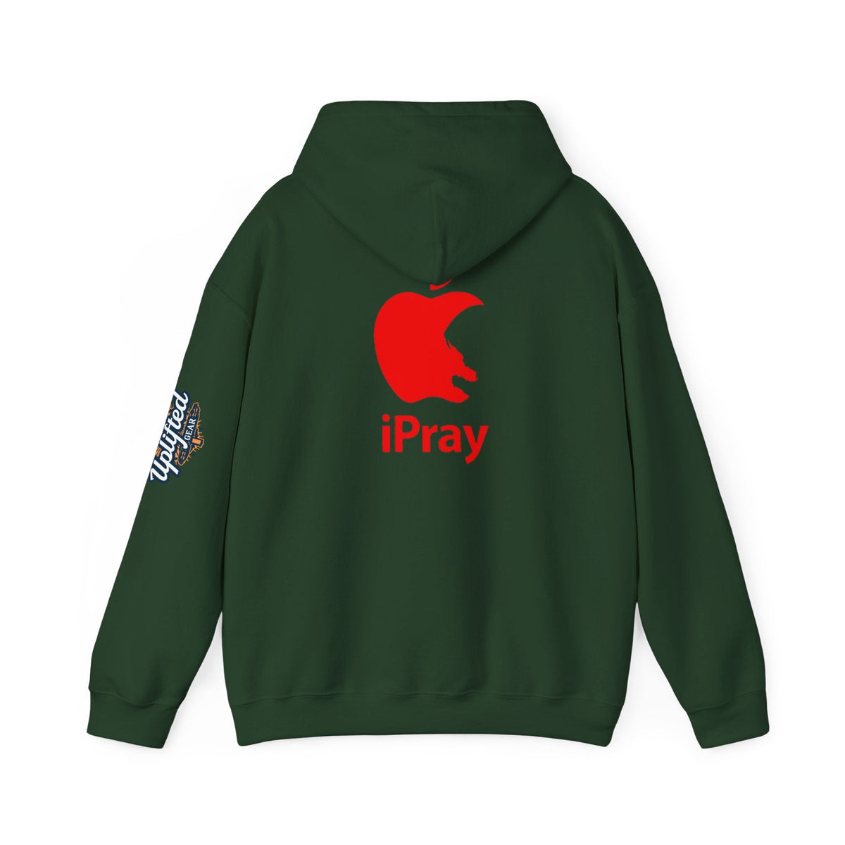 iPray Apple Logo Hoodie — Funny Christian Hoodie (Minimal Red Apple Graphic) Printify