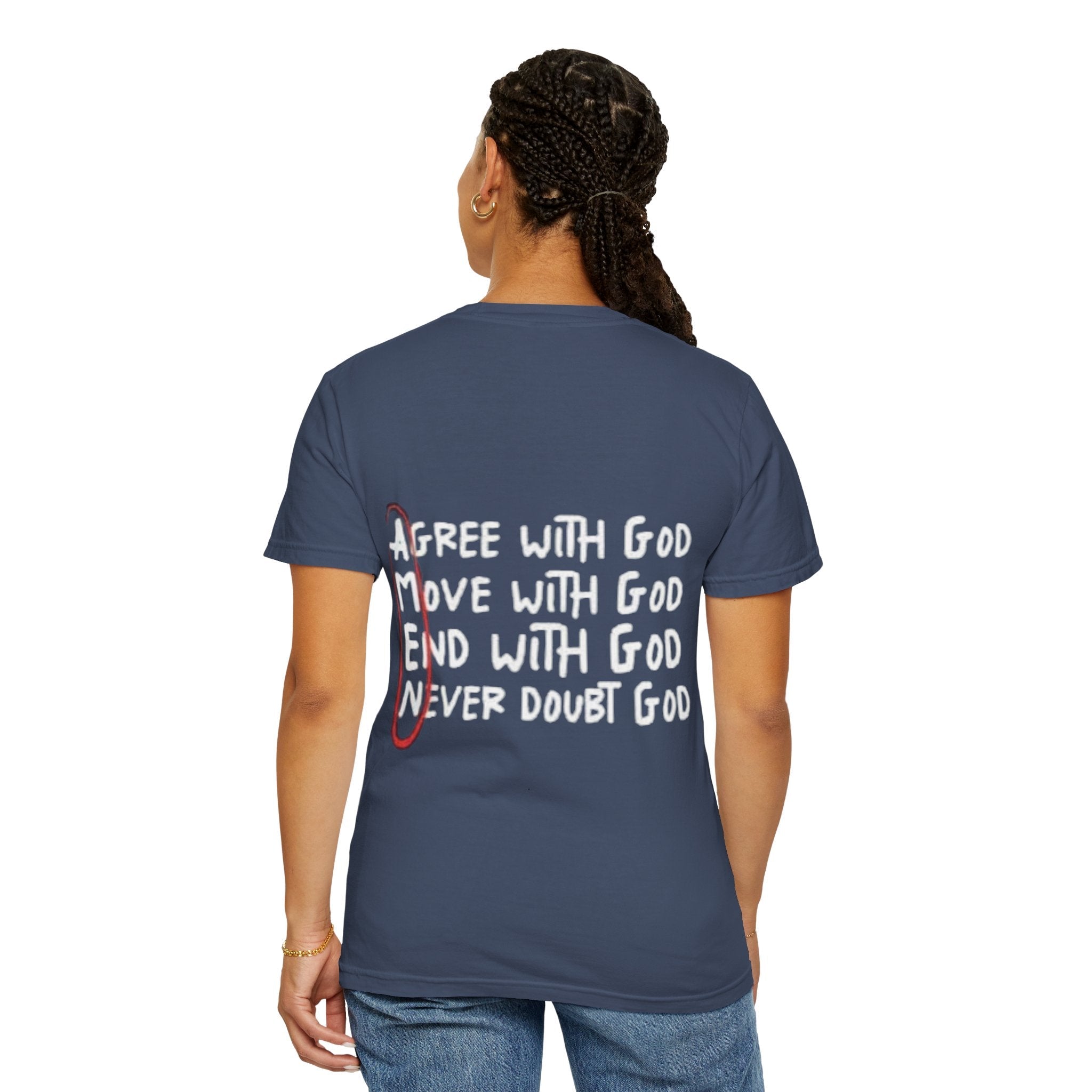 AMEN Acronym T-Shirt – Always Agree with God Move with God End with God Never Doubt God Christian Tee for Unwavering Faith Printify