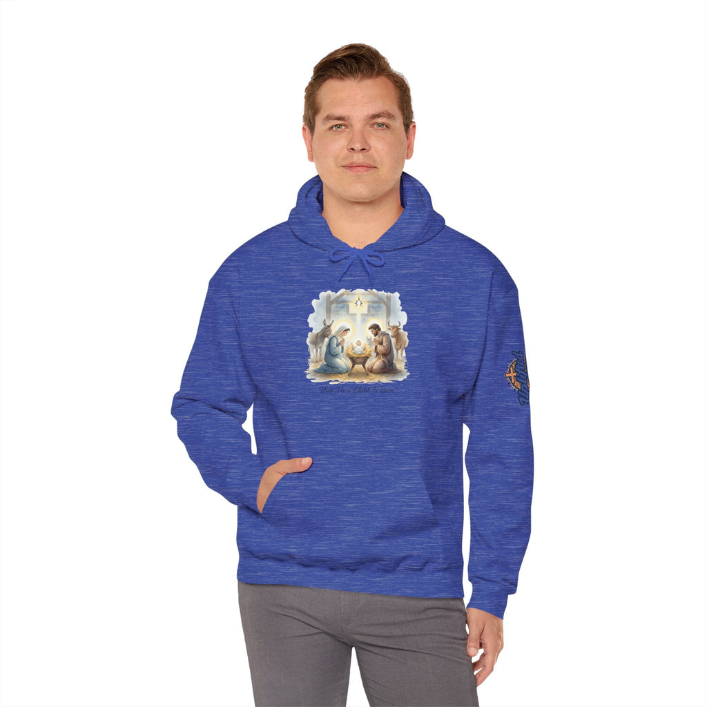 Unto Us a Child is Born Hoodie – Isaiah 9:6 Nativity Manger Scene Christian Christmas Sweatshirt for Holy Night Faith Printify