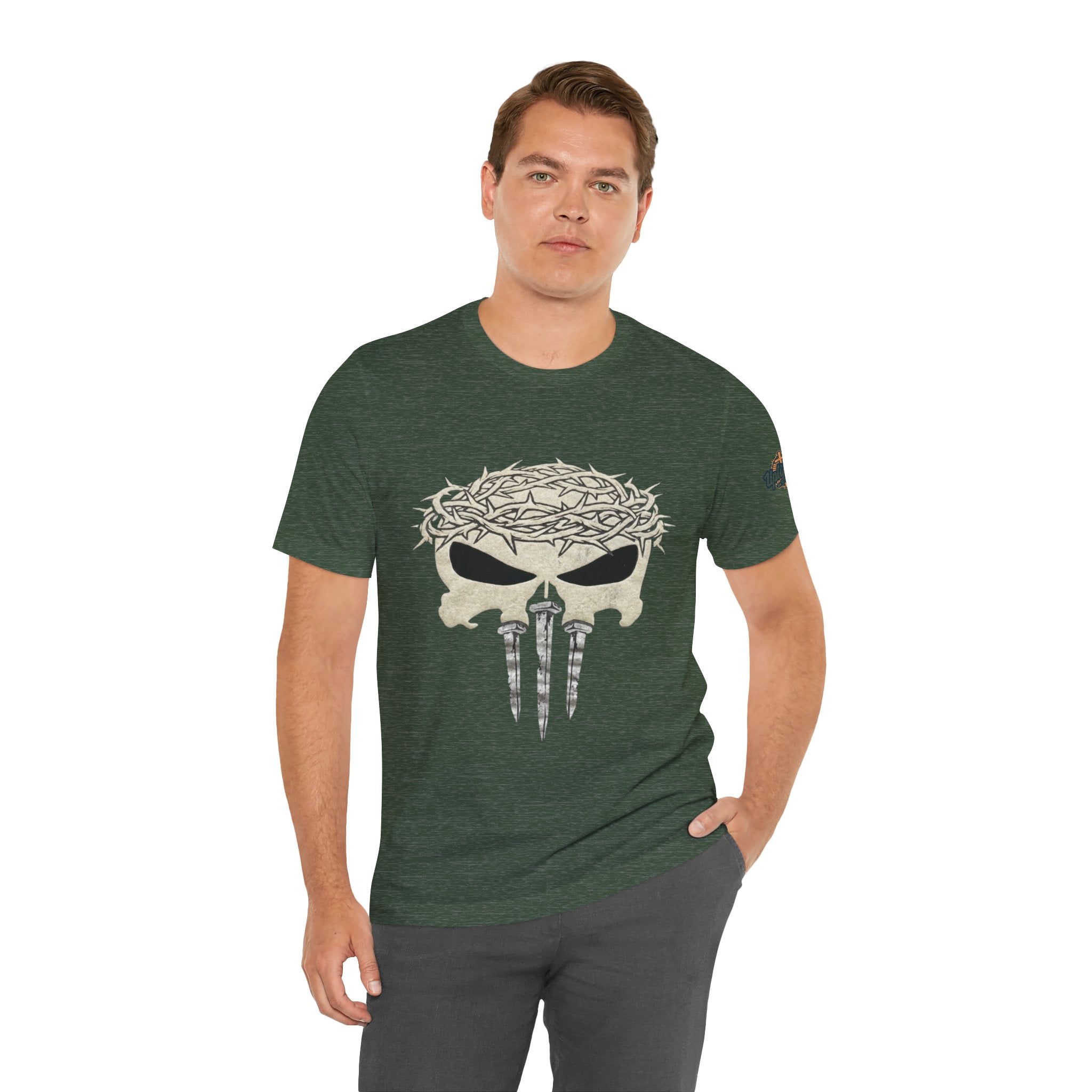 Christian Skull T-shirt - Crown of Thorns & Nails - Warrior Faith T-shirt Printify