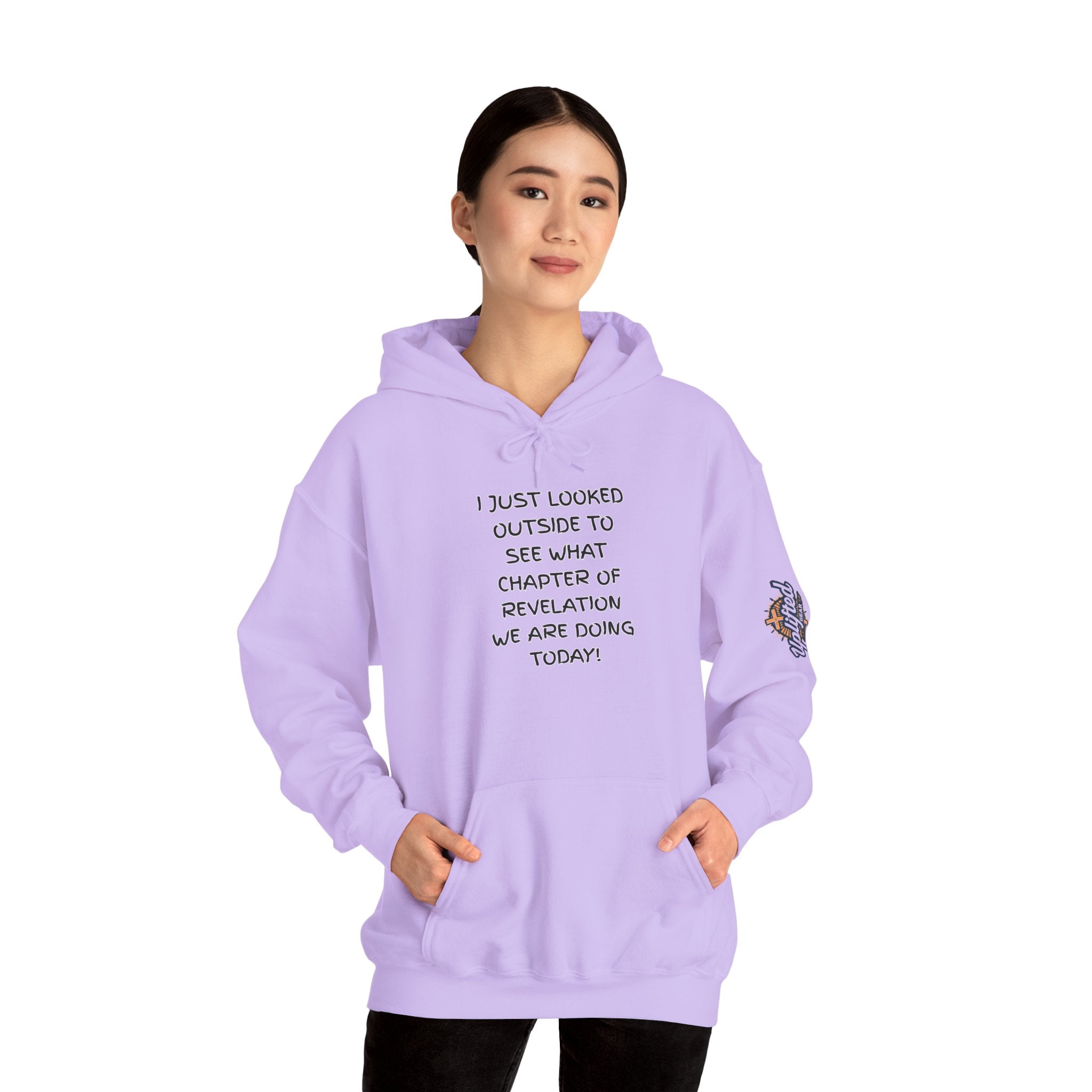 What Chapter of Revelation Hoodie – I Looked Outside My Window Christian Sweatshirt for End Times Humor & Faith Printify