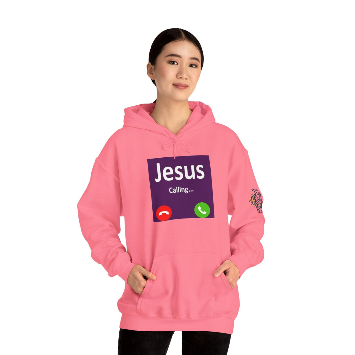 Jesus Calling Hoodie – Funny Cell Phone Screen Christian Sweatshirt for Divine Connection & Faith Humor Printify
