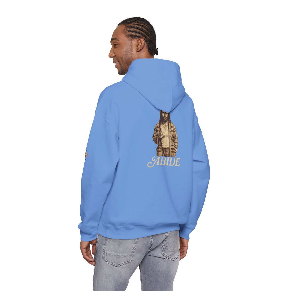 Abide Jesus Hoodie — Vintage 'The Dude' Religious Graphic Hoodie Printify