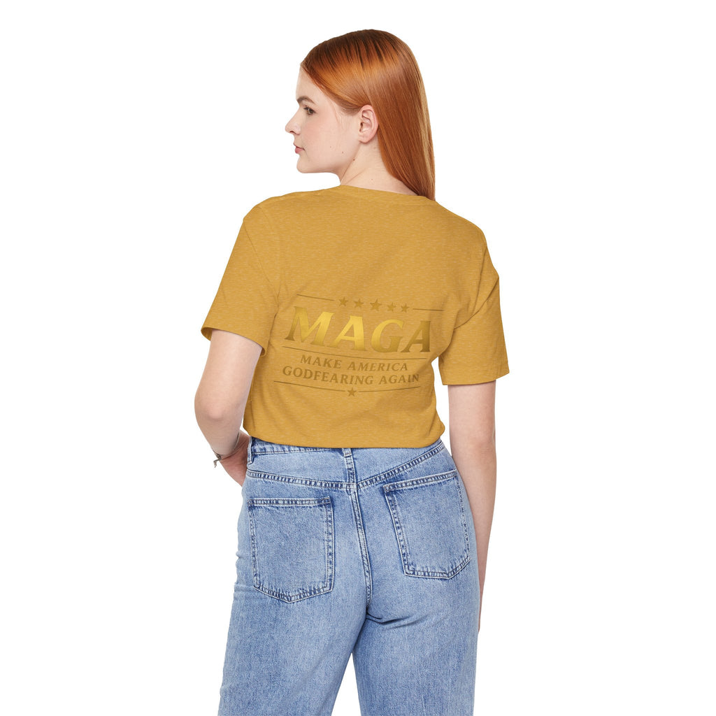 MAGA Gold Letter T-Shirt — "Make America Great Again" Printify