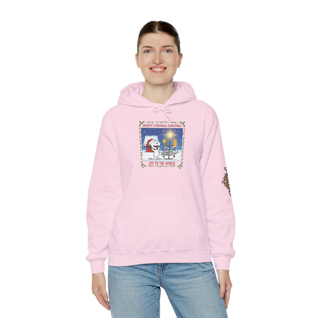 🎄 Faithful Christmas Friends – Christian Holiday Hoodie | Festive Tree & Cartoon Duo | Heartwarming Christmas Tee by Uplifted Gear Printify